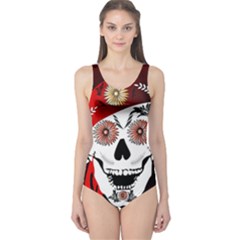 Funny Happy Skull Women s One Piece Swimsuits