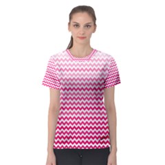 Pink Gradient Chevron Women s Sport Mesh Tees