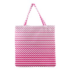 Pink Gradient Chevron Grocery Tote Bags