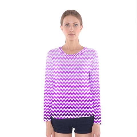 Purple Gradient Chevron Women s Long Sleeve T-shirts by CraftyLittleNodes