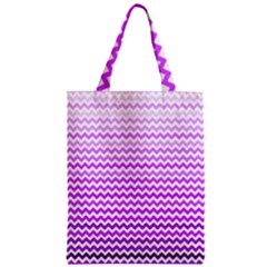 Purple Gradient Chevron Zipper Classic Tote Bags