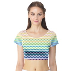 Pastel Gradient Rainbow Chevron Short Sleeve Crop Top by CraftyLittleNodes