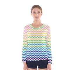 Pastel Gradient Rainbow Chevron Women s Long Sleeve T-shirts