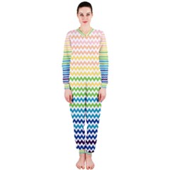 Pastel Gradient Rainbow Chevron Onepiece Jumpsuit (ladies) 