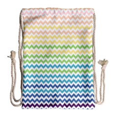 Pastel Gradient Rainbow Chevron Drawstring Bag (large)