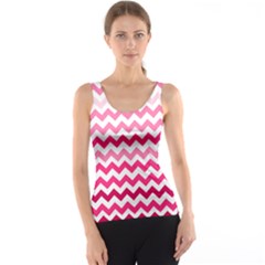 Pink Gradient Chevron Large Tank Tops by CraftyLittleNodes