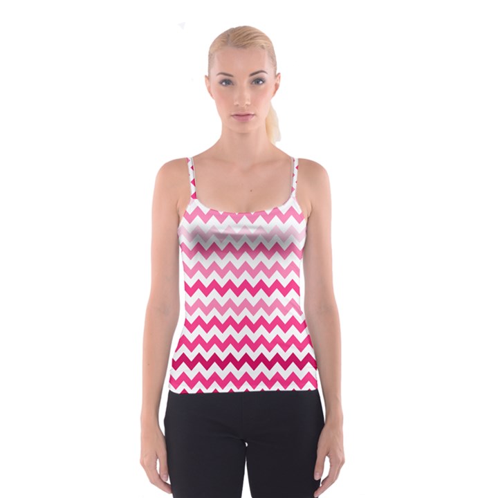 Pink Gradient Chevron Large Spaghetti Strap Tops