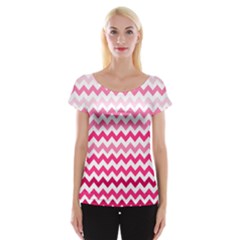 Pink Gradient Chevron Large Women s Cap Sleeve Top