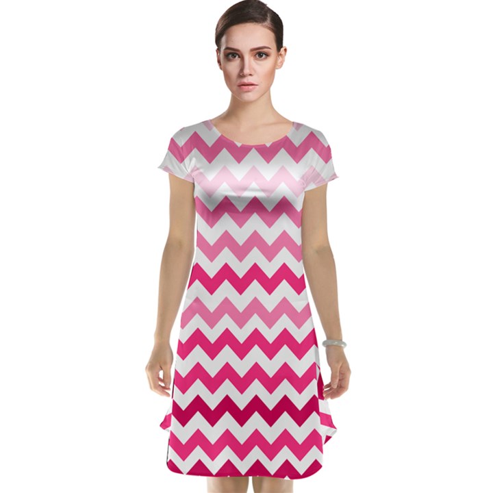 Pink Gradient Chevron Large Cap Sleeve Nightdresses