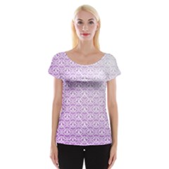 Purple Damask Gradient Women s Cap Sleeve Top