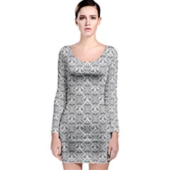 Gray Damask Long Sleeve Bodycon Dresses