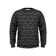 Silver Damask With Black Background Boys  Sweatshirts