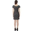 Silver Damask With Black Background Short Sleeve Skater Dresses View2