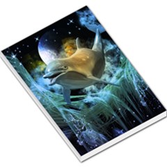 Funny Dolphin In The Universe Large Memo Pads