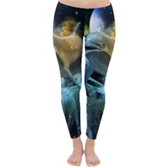 Funny Dolphin In The Universe Winter Leggings