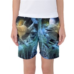 Funny Dolphin In The Universe Women s Basketball Shorts