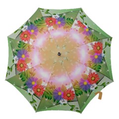 Wonderful Colorful Flowers With Dragonflies Hook Handle Umbrellas (medium) by FantasyWorld7