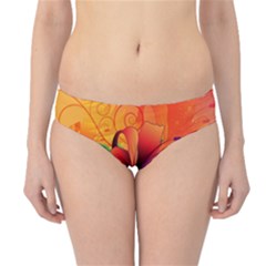 Awesome Red Flowers With Leaves Hipster Bikini Bottoms