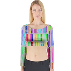 Colorful Vintage Stripes Long Sleeve Crop Top