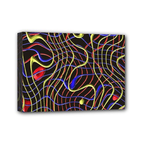 Ribbon Chaos 2 Black  Mini Canvas 7  X 5  by ImpressiveMoments