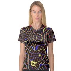 Ribbon Chaos 2 Black  Women s V-neck Sport Mesh Tee