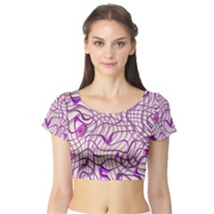 Ribbon Chaos 2 Lilac Short Sleeve Crop Top by ImpressiveMoments