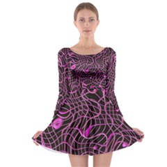 Ribbon Chaos 2 Pink Long Sleeve Skater Dress