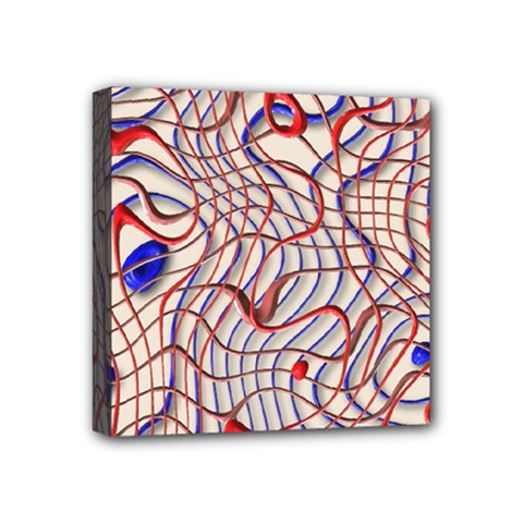 Ribbon Chaos 2 Red Blue Mini Canvas 4  X 4  by ImpressiveMoments