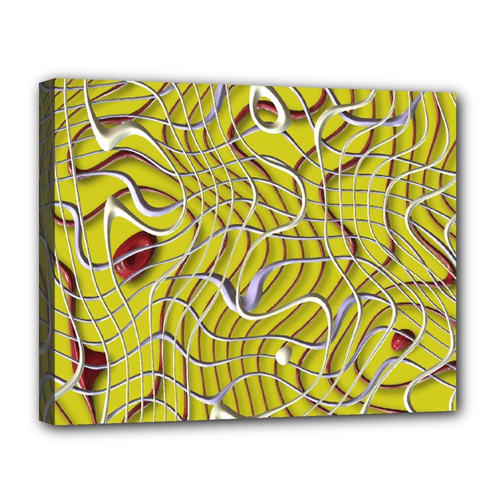 Ribbon Chaos 2 Yellow Canvas 14  x 11 