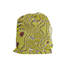 Ribbon Chaos 2 Yellow Drawstring Pouches (large)  by ImpressiveMoments