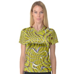 Ribbon Chaos 2 Yellow Women s V-neck Sport Mesh Tee