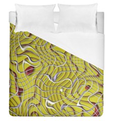 Ribbon Chaos 2 Yellow Duvet Cover Single Side (full/queen Size) by ImpressiveMoments