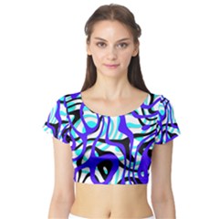 Ribbon Chaos Ocean Short Sleeve Crop Top