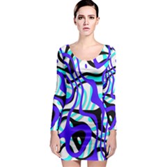 Ribbon Chaos Ocean Long Sleeve Bodycon Dresses