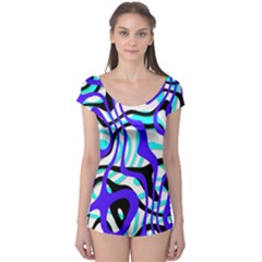 Ribbon Chaos Ocean Short Sleeve Leotard