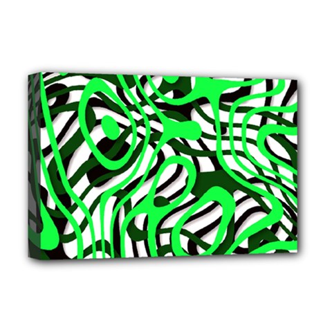 Ribbon Chaos Green Deluxe Canvas 18  X 12   by ImpressiveMoments