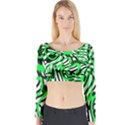 Ribbon Chaos Green Long Sleeve Crop Top View1