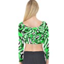 Ribbon Chaos Green Long Sleeve Crop Top View2