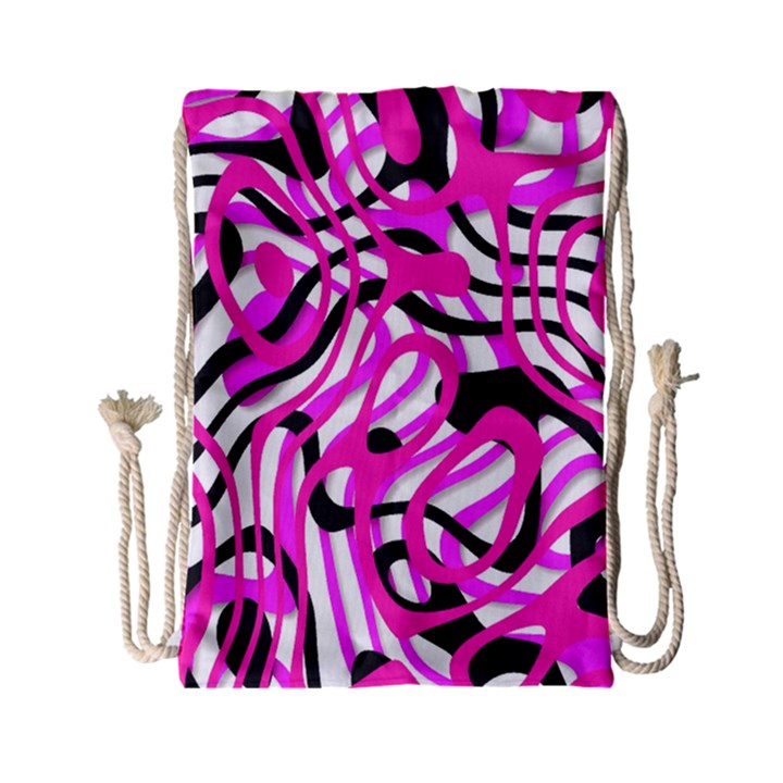 Ribbon Chaos Pink Drawstring Bag (Small)