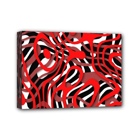 Ribbon Chaos Red Mini Canvas 7  X 5  by ImpressiveMoments