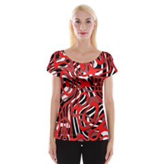 Ribbon Chaos Red Women s Cap Sleeve Top