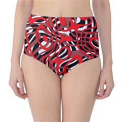 Ribbon Chaos Red High-waist Bikini Bottoms