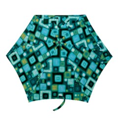 Teal Squares Mini Folding Umbrellas by KirstenStar