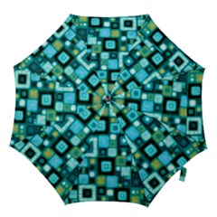 Teal Squares Hook Handle Umbrellas (medium)