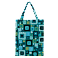 Teal Squares Classic Tote Bags