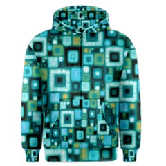 Teal Squares Men s Zipper Hoodies by KirstenStar