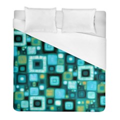 Teal Squares Duvet Cover Single Side (twin Size)