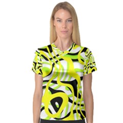 Ribbon Chaos Yellow Women s V-neck Sport Mesh Tee