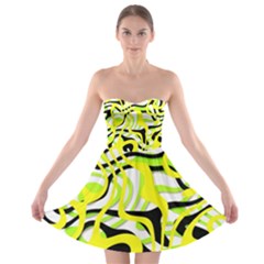 Ribbon Chaos Yellow Strapless Bra Top Dress