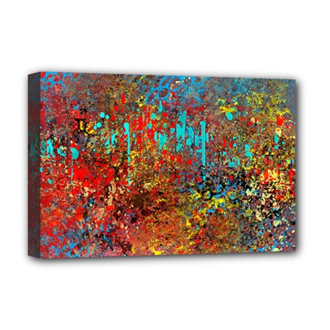 Abstract In Red, Turquoise, And Yellow Deluxe Canvas 18  X 12  